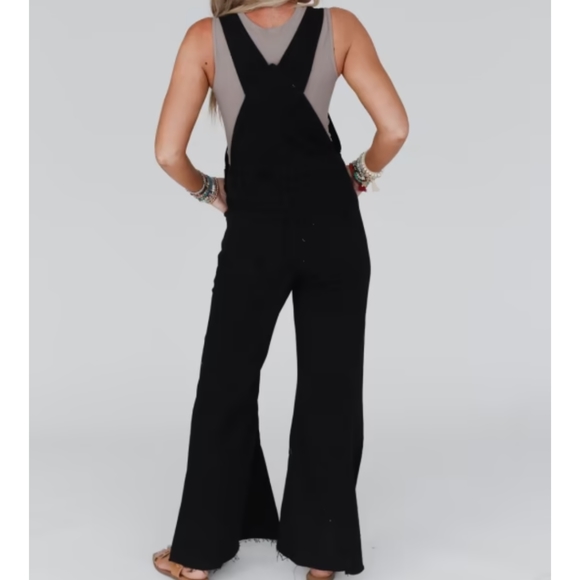 NWT MILLY DISTRESSED HEM WIDE LEG OVERALL 1 left! Price is firm - Picture 2 of 9